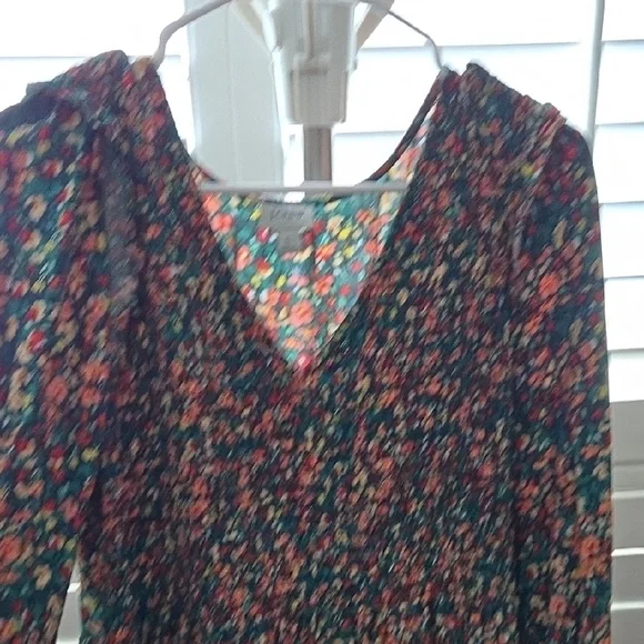 J. Crew Green Pleated Bishop Sleeve Sundress - Picture 5 of 6